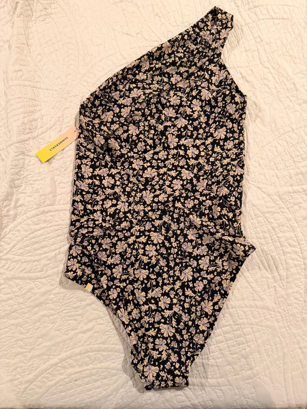 Summersalt Sidestroke Floral Swimsuit in Mini Floral Black, Cream, and Lavender - Picture 2 of 9